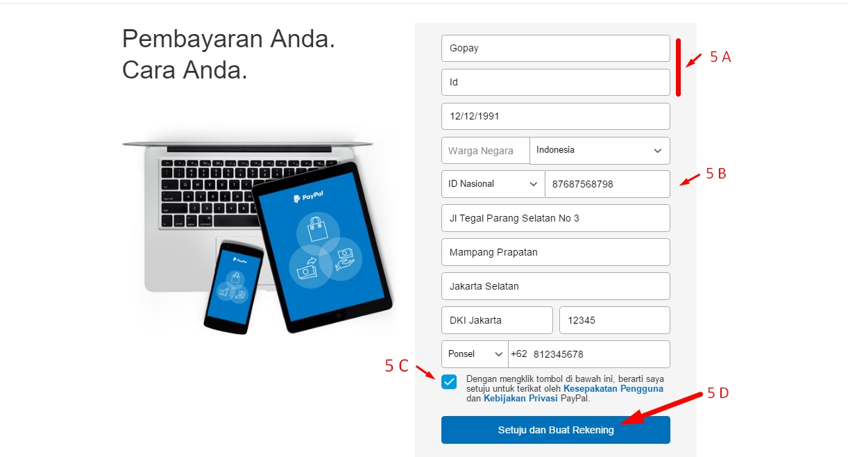 Cara Daftar Akun paypal 4